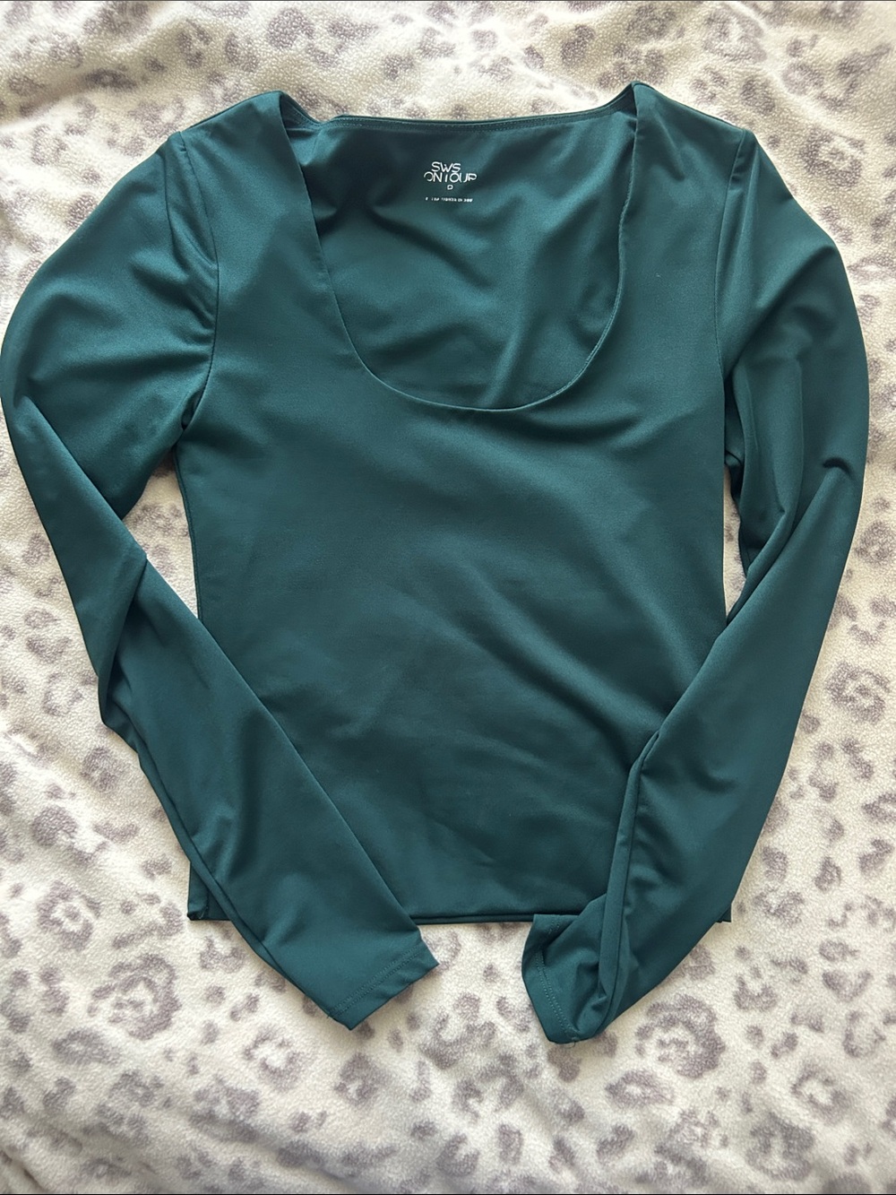 Women's Teal Scoop Neck Long Sleeve Top